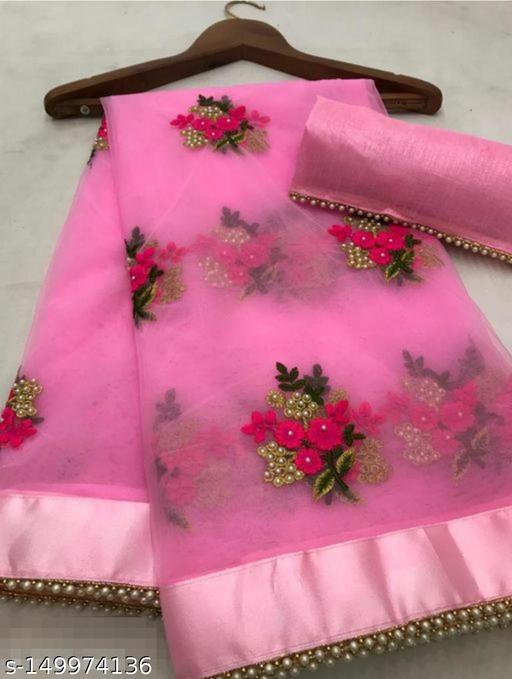 Attractive Heavy Net Embroidered Saree