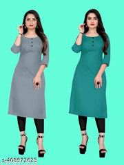 Polyster/Crepe fabric-Ethinic Casual Fabric Kurti For Women In Low Price (Combo of 2)