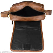 LOREM Tan Casual Faux Leather Cross  Sling Bag For Men SL01
