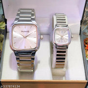 Attractive Silver Stainless Steel couple watch combo party wedding Couple Wedding Gift Combo, Anniversary Gift Combo - Men & Women