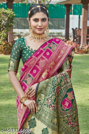 cotton silk jacquard saree with unstitched blouse