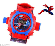 Favourite Spiderman 24 Character Projector Kid's Band Watch (Red) Digital Watch - For Boys