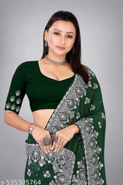 heavy Embroidery Work With Stone Work Saree