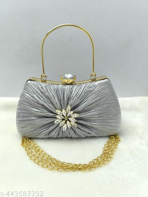 Bling Floral Casual Clutch | Women's Hand Crafted Bridal Clutch Handbag | Formal Clutch | Clutch Sling Bag For Women And Girls elegant pataka | Women's Owal Box Clutch Purse