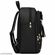 Fashionable Black School & College Backpack for Girls | Spacious Travel Backpack with Multiple Zipper Pockets | Lightweight Everyday Casual Bag for Students & Office Use