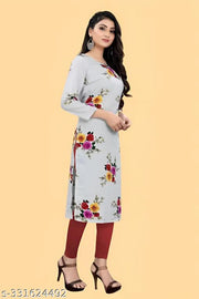 Women's and Girls Crepe Aline Straight Cut Kurti