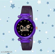 Analogue Studded Stylish Queen Black Dial Magnet Watch with Gift Bracelet for Women or Girls and Watch for Girl or Women (Combo of 2)