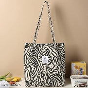 MOMISY Women Corduroy Tote Bag with Handle and Strap Belt Girls Shoulder Handbag Shopping Bag Travel for Daily Use Mother Work Beach and Grocery-Zebra