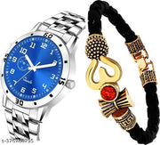 Attractive stylish trendy Men and kids analog Watches with Mahadev Bracelet Kada Combo Of 2