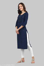 Womens Viscose Rayon Embroidered Straight Kurti Ethnic Wear Traditional Wear