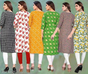 Women Printed Crepe Kurti (Combo Of 5)
