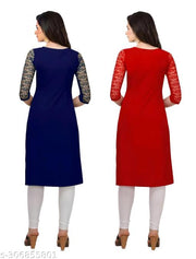 Women's Latest Design 3/4 Sleeve Combo Kurta for Daily Use Pack Of 2 Regular Fit Kurta