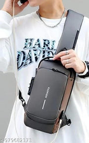 Waterproof Polyester Slim Unisex Crossbody Sling Bag Chest Backpack Men's Shoulder Bag, Leisure Travel Handbag, Hard Shell Anti-Theft Chest Bag