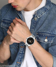Krolexe Analog Allha Ki Dua Isalmic Design Round Dial Latest Fashion Attractive Stainless Steel Silver Strap Stylish Wrist Watch for Muslim Men and Boys, Pack of 1 - IW004-NUM-AVO-SIL-STL