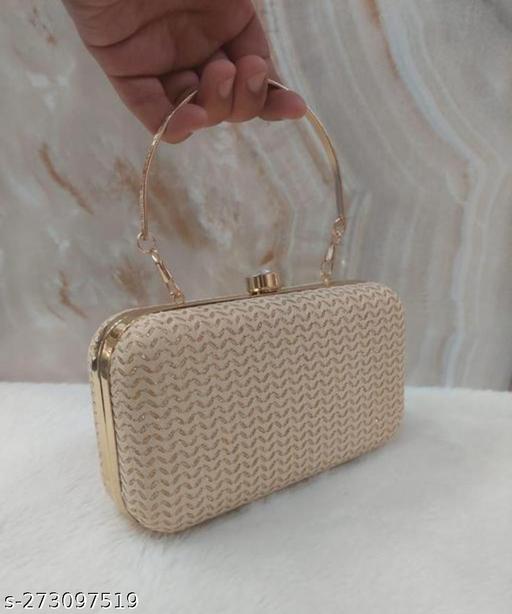 FANCY PARTYWEAR BOX CLUTCH WITH HANDLE SHIMMER SHINING BRIDAL CLUTCH