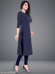 Polyster/Crepe fabric-Women's Regular Fit Aline Kurti Combo Pack Of 2 Pcs.