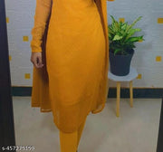 "Graceful Tradition 1000 Butti Handloom Women's Kurti for a Regal Look with Intricate Embroidery and Elegant look"(YELLOW)