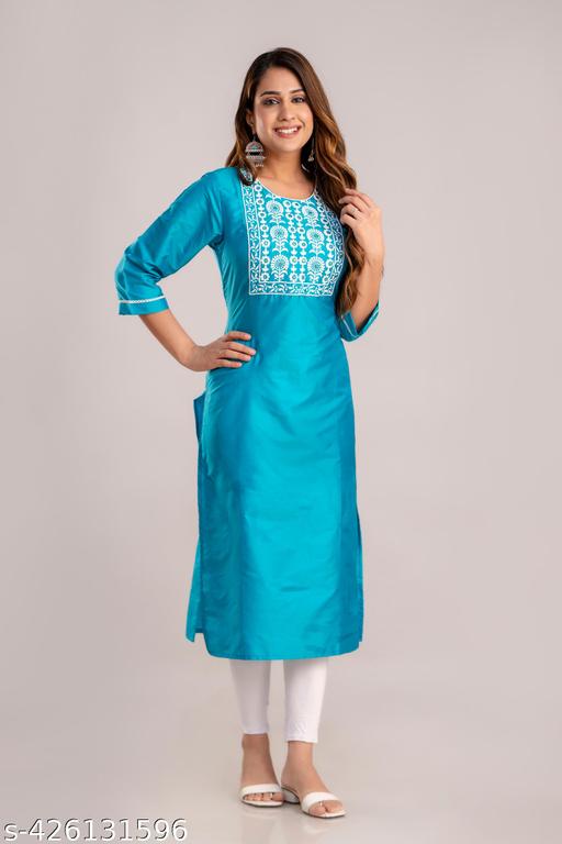 Latest Blue Kurti with Elegant Embroidery for Women
