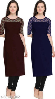 Casual American Crepe Round-Neck 3/4th Length Sleeves (45"Inches)