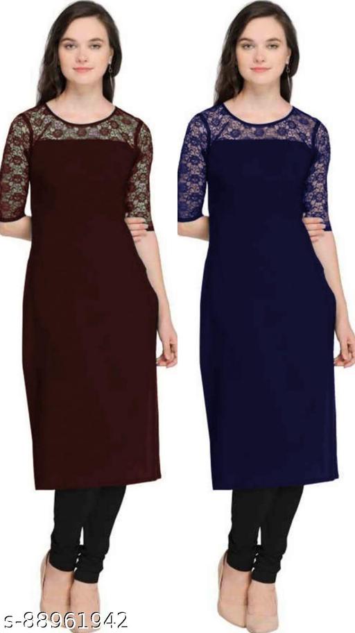 Casual American Crepe Round-Neck 3/4th Length Sleeves (45"Inches)