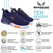 Bersache Lightweight Sports Shoes with High Quality Sole | Comfortable Outdoor, Casual, walking, Gym, Training, Trekking and Hiking Navy Blue Shoes for Men