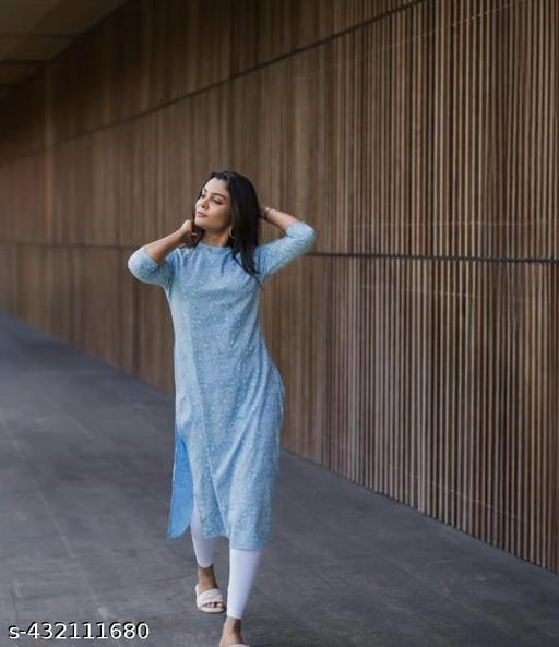 Stylish Trendy Aqua Blue Printed Beautiful Ethinic Kurti For Girls And Womens|College kurtis For girl||Womens Daily wear Kurti||Elegant Print Kurti|