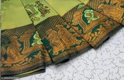 Premium Kanjeevaram Silk Saree for Women with Big Zari Border Woven Wedding Party Wear Saree with Blouse Piece