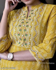 WOMEN KURTA|| WOMEN DRESS || EMBROIDERY KURTA || YELLOW EMBROIDERY KURTA ONLY