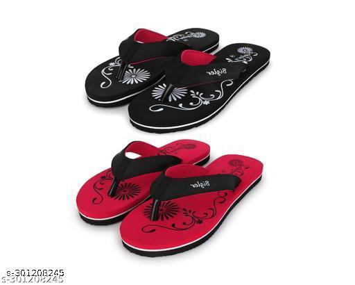 Women's Printed EVA Daily Wear Flip-Flops & Slippers (Pack of 2)