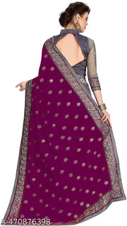SEMIZOXIS Embroidered, Embellished Bollywood Net, Art Silk Saree
