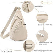 Casual Sling Bag, Shoulder Bag for Men and Women, Lightweight Crossbody Chest Bag, Travel Bag for Daily Commute and Outdoor Activities, Sling Shoulder Bag (Beige)