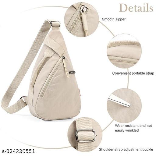 Casual Sling Bag, Shoulder Bag for Men and Women, Lightweight Crossbody Chest Bag, Travel Bag for Daily Commute and Outdoor Activities, Sling Shoulder Bag (Beige)