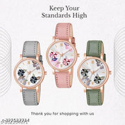 Precious Flower Designer Rust Thorns Fit Round Dial with Colorful Stylish Leather Belt Analog Watches for Women Watches
