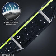 Running Waist Belt for Women & Men Sweat Rainproof Phone Holder with Adjustable Strap & 3 Pockets Headphone Hole WaistBag for All Kind of Phone-Sports, Yoga, Workout & Outdoor Activities- Black