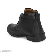 Black boot leather shoes
