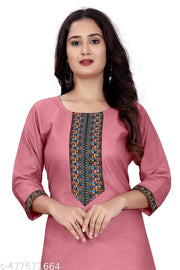 Fashionable Cotton Slub jacquard work Kurti For Women