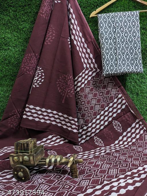 Jaipuri Hand Block Printed Soft Cotton Mulmul Saree ,latest cotton mulmul saree,Sanganeri Cotton Malmal Saree, Bagru Cotton Saree, Batic / Batik Print Cotton saree In Super Fine 92*80 Fabric Quality With Attached Blouse Piece for Woman