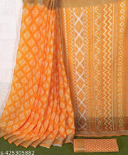 Anvi Prints Designer Linen Cottan Saree Yellow