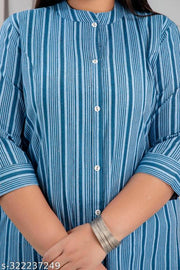 Rooplaxmi Creation Woman Pure Cotton Stright Kurti| Blue Lining Cotton Kurti |Casual Wear kurti | 42" Length Kurti | Long Kurti |Kurti For Girls | Plus Size Kurti