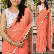 Lightweight Designer Saree With Lace Border Casual Wear