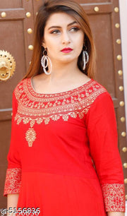Women's Printed Rayon Anarkali Kurti