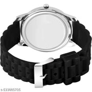 Medboo Black Tri Dial Silver Cash Black Pu Bump Belt Boy and Men Watch