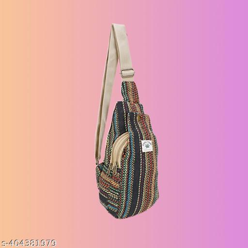 KRYSTAL shoulder hemp messenger bag, hemp crossbody bag, hemp sling bag & hemp beach party bag, hemp unisex bag 2 compartments multi-colour pack of 1
