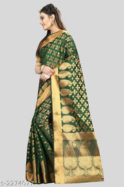 Banarasi Banarasi Silk Green Jaquard Saree With Blouse