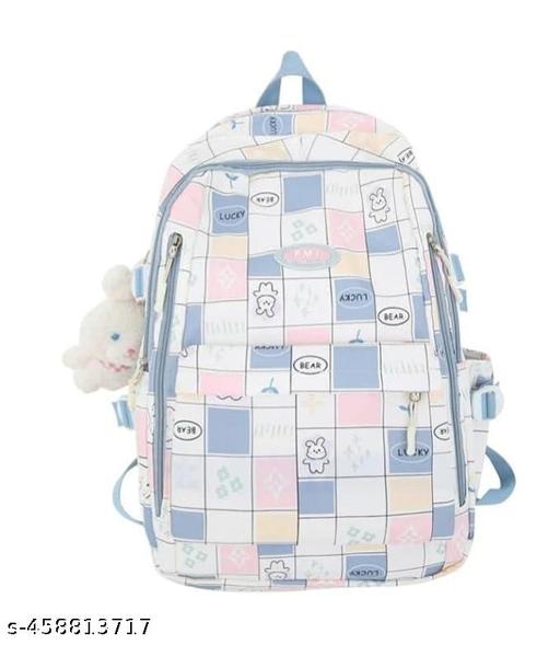 WALSON Medium 30 L Laptop Trendy Kawaii Backpack Printed Casual Unisex Backpack for School & College Office Bag 17-Inch Water-Resistant Stylish, and Spacious for Travel Pink Black Brown Blue Purple Color Bagpack