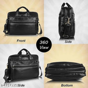 Fashion Link Brown Leather Laptop Messenger Bag – 16 x 12 x 4.5 inch with Adjustable Shoulder Strap, Expandable Zip for Extra Space, Comfortable Handle, and Premium Strap Hook.