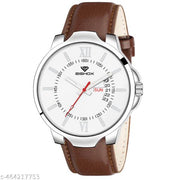 Rishox Trendy Brown Leather Strap Watch for Men, Men watches, Boys Watch, Wrist Watch, White Watch, Partywear Leather Watches, Gents Watches, Wrist Watches for men, Trending Watch(Best Gift Pack for Brother, Father, Boyfriend)
