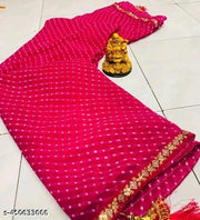 Georgette lehriya  60gms saree with lace and blouse