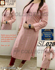 women floral print pure riyon flared kurta (peach-113)
