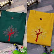 Fancy Festival Doimond  Hot Fix Cotton Kurti Combo-2